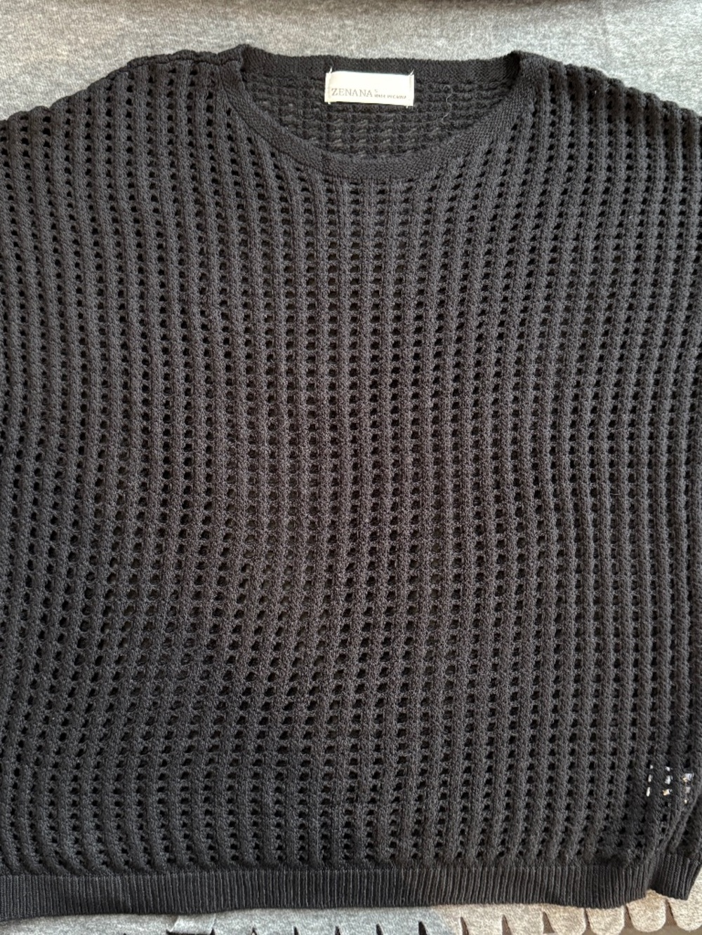 Zenana Black Knit Mesh Top - Size Small